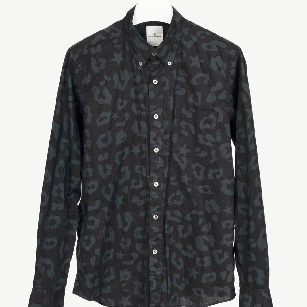uniform experiment SS15 Black Big Leopard Star B.D Shirt